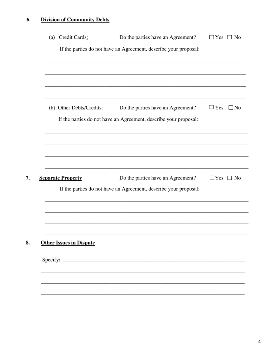 Form FL105 Settlement Conference Statement - County of San Joaquin, California, Page 4