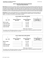 Document preview: Form DCF-F-2465 Staff-To-Child Ratio While Swimming Worksheet Group and Family Child Care - Wisconsin