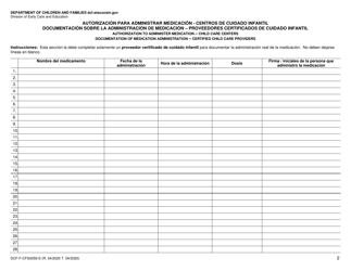 Formulario DCF-F-CFS0059-S Autorizacion Para Administrar Medicacion - Centros De Cuidado Infantil - Wisconsin (Spanish), Page 3