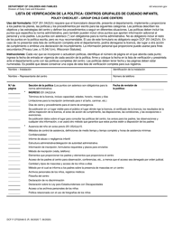 Document preview: Formulario DCF-F-CFS2048-S Lista De Verificacion De La Politica: Centros Grupales De Cuidado Infantil - Wisconsin (Spanish)