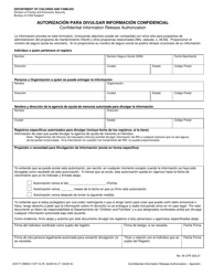 Document preview: Formulario DCF-F-DWSC11377-S Autorizacion Para Divulgar Informacion Confidencial - Wisconsin (Spanish)