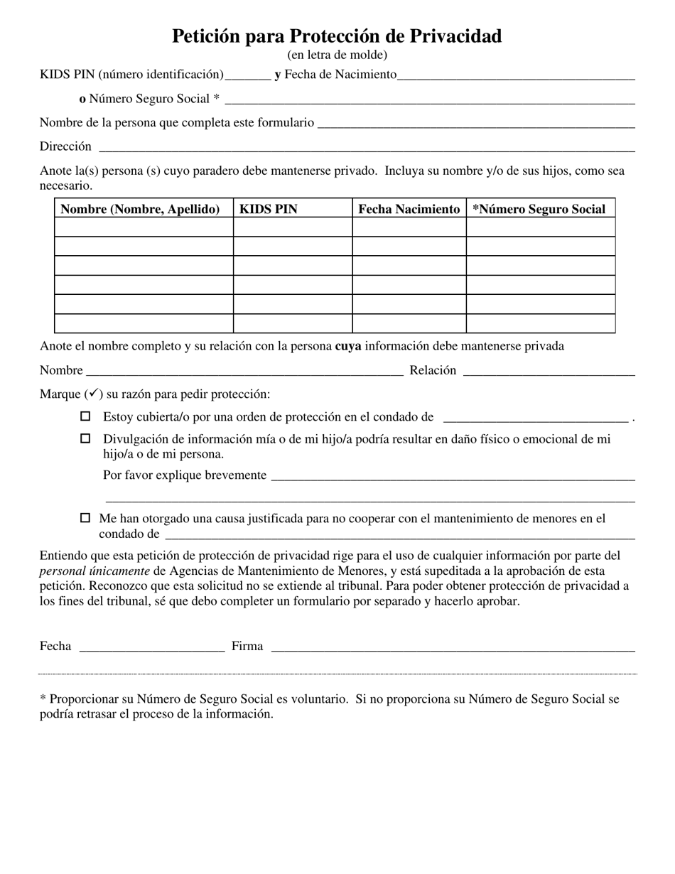 Formulario DCF-F-DWSC11376-S Peticion Para Proteccion De Privacidad - Wisconsin (Spanish), Page 2