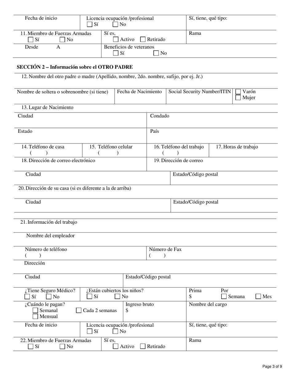 Formulario DCF-F-DWSC11053-S Solicitud De Padres Para Servicios De Mantenimiento De Menores - Wisconsin (Spanish), Page 3