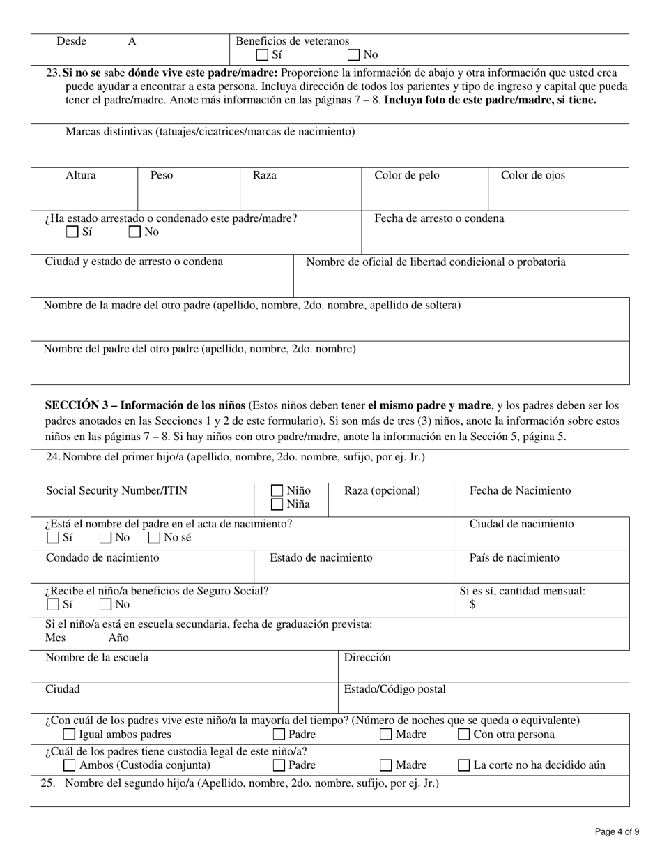 Formulario DCF-F-DWSC11053-S Solicitud De Padres Para Servicios De Mantenimiento De Menores - Wisconsin (Spanish), Page 4