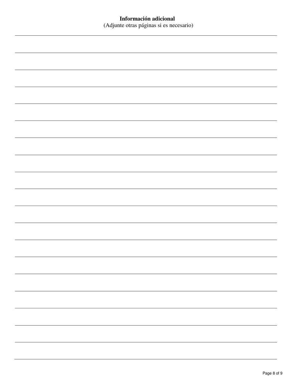 Formulario DCF-F-DWSC11053-S Solicitud De Padres Para Servicios De Mantenimiento De Menores - Wisconsin (Spanish), Page 8