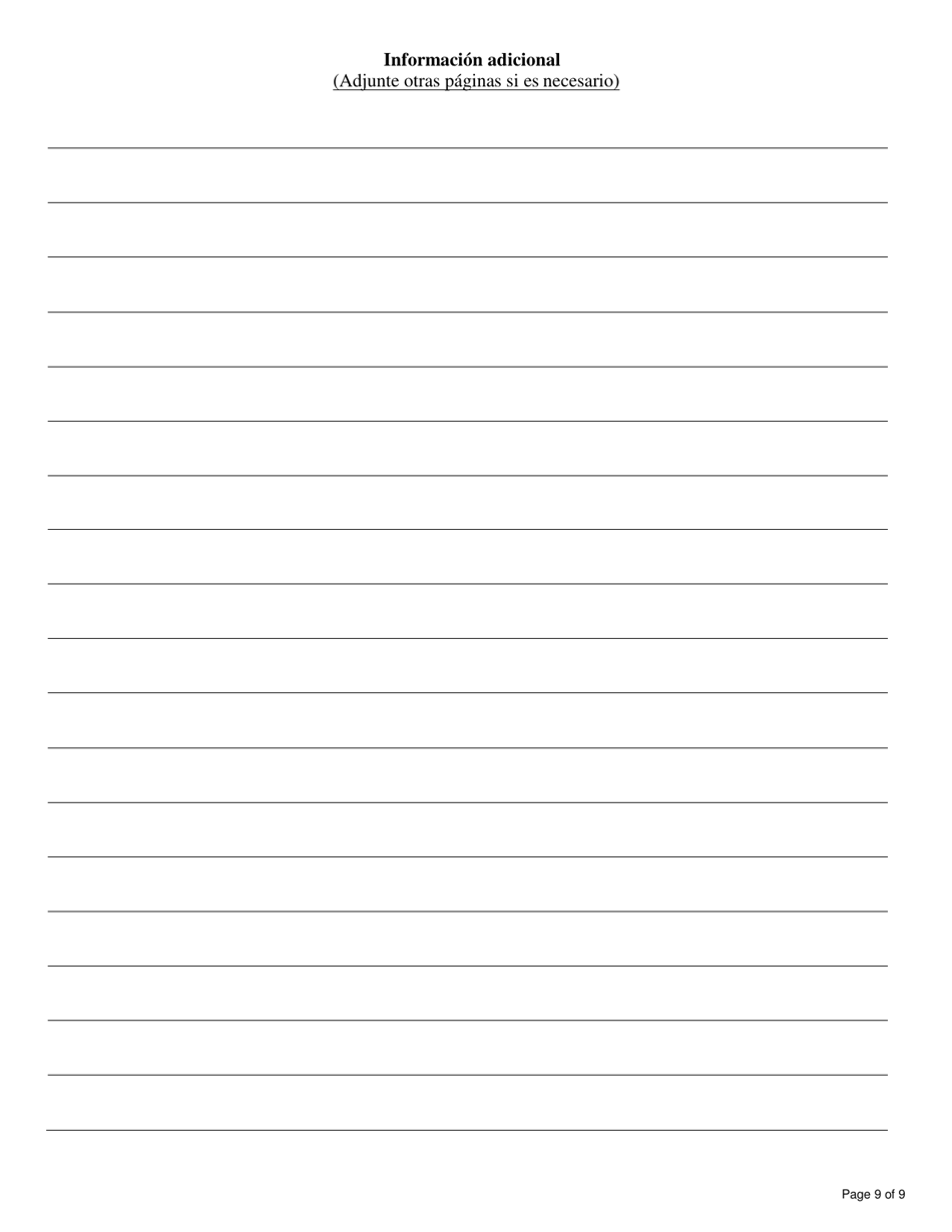 Formulario DCF-F-DWSC11053-S Solicitud De Padres Para Servicios De Mantenimiento De Menores - Wisconsin (Spanish), Page 9