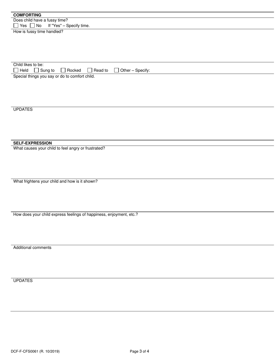 Form DCF-F-CFS0061 Intake for Child Under 2 Years - Child Care Centers - Wisconsin, Page 3