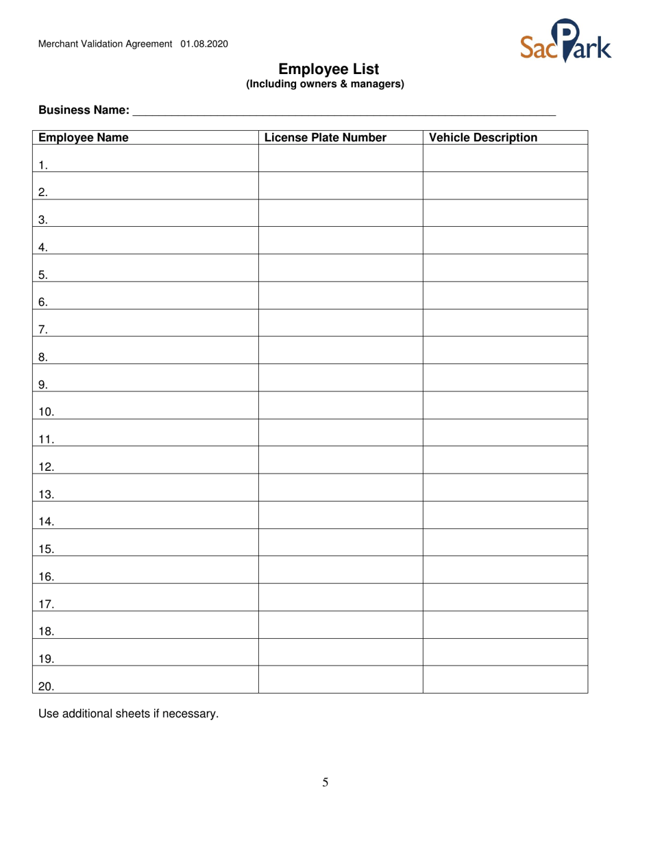 Merchant Validation Coupon Application  Agreement - City of Sacramento, California, Page 5