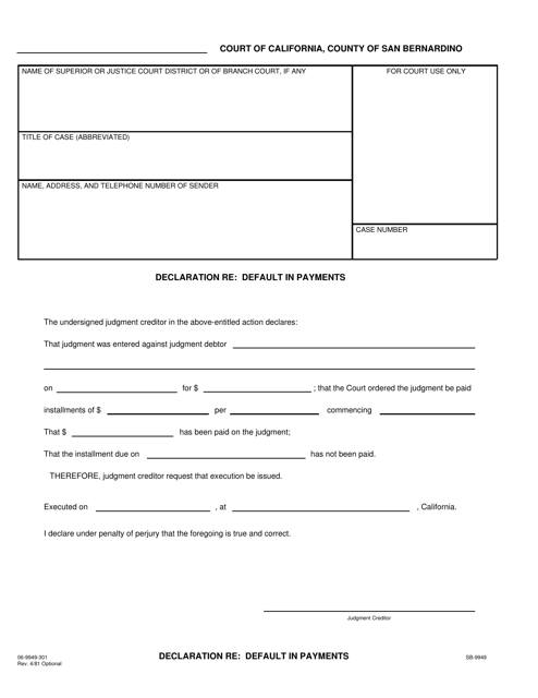 Form SB-9949  Printable Pdf
