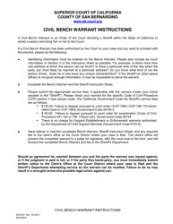 Document preview: Form SB-8337 Civil Bench Warrant - County of San Bernardino, California