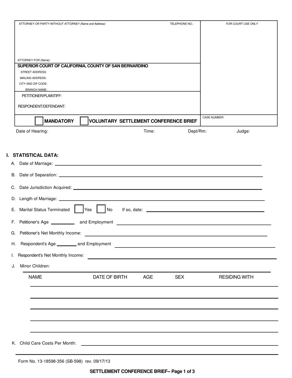 Form SB-598 (13-18598-356) - Fill Out, Sign Online and Download ...