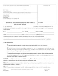 Document preview: Form SB-9006 Petition for Declaring Child(Ren) Free From Parental Custody and Control - County of San Bernardino, California