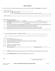 Form SB-9003 Citation - Freedom From Parental Custody and Control - County of San Bernardino, California, Page 2