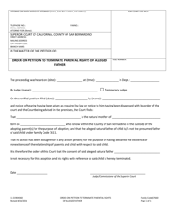 Document preview: Form 13-21904-360 Order on Petition to Terminate Parental Rights of Alleged Father - County of San Bernardino, California
