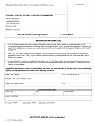 Document preview: Form 13-19357-360 Notice of Appeal (Parking Violation) - County of San Bernardino, California