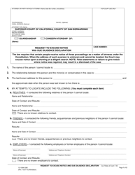 Form 13-10840-360 Request to Excuse Notice With Due Diligence Declaration - County of San Bernardino, California