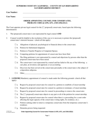 Document preview: Form 13-00397-360 Order Appointing Counsel for Conservatee, Probate Code 1470, 1471, and 2356.5(F)(1) - County of San Bernardino, California