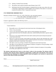 Form 13-00397-360 Order Appointing Counsel for Conservatee, Probate Code 1470, 1471, and 2356.5(F)(1) - County of San Bernardino, California, Page 2