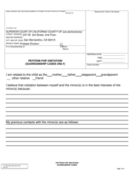Document preview: Form 13-19816-360 Petition for Visitation (Guardianship Cases Only) - County of San Bernardino, California