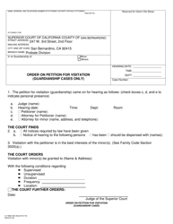 Document preview: Form 13-18820-360 Order on Petition for Visitation (Guardianship Cases Only) - County of San Bernardino, California