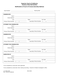 Document preview: Form SB-14522 Notification of Court of Conservatorship Address - County of San Bernardino, California