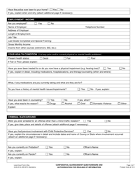 Form SB-18074 Confidential Guardianship Questionnaire and Authorization for Release of Information - County of San Bernardino, California, Page 3