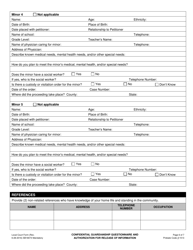 Form SB-18074 Confidential Guardianship Questionnaire and Authorization for Release of Information - County of San Bernardino, California, Page 6