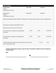 Form SB-18074 Confidential Guardianship Questionnaire and Authorization for Release of Information - County of San Bernardino, California, Page 7