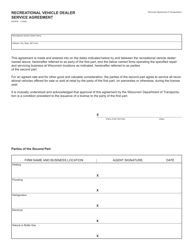 Document preview: Form MV2535 Recreational Vehicle Dealer Service Agreement - Wisconsin
