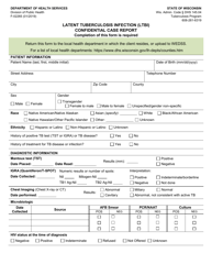 Form F-02265 Latent Tuberculosis Infection (Ltbi) Confidential Case Report - Wisconsin