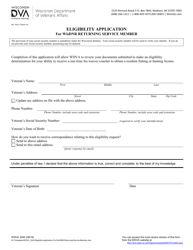 Document preview: Form WDVA2240 Eligibility Application for Wisdnr Returning Service Member - Wisconsin