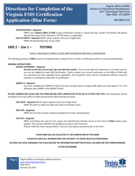 Form EMS.TR.50 Directions for Completion of the Virginia EMS Certification Application (Blue Form) - Virginia, Page 2