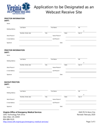 Form EMS.TR.74-MUNI-FIRE Application to Be Designated as an Webcast Receive Site - Virginia, Page 2