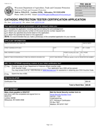 Document preview: Form TR-WM-104 Cathodic Protection Tester Certification Application - Wisconsin