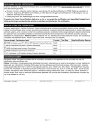 Form TR-WM-104 Cathodic Protection Tester Certification Application - Wisconsin, Page 2