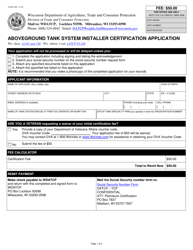 Document preview: Form TR-WM-102A Aboveground Tank System Installer Certification Application - Wisconsin