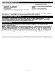 Form TR-WM-102A Aboveground Tank System Installer Certification Application - Wisconsin, Page 2