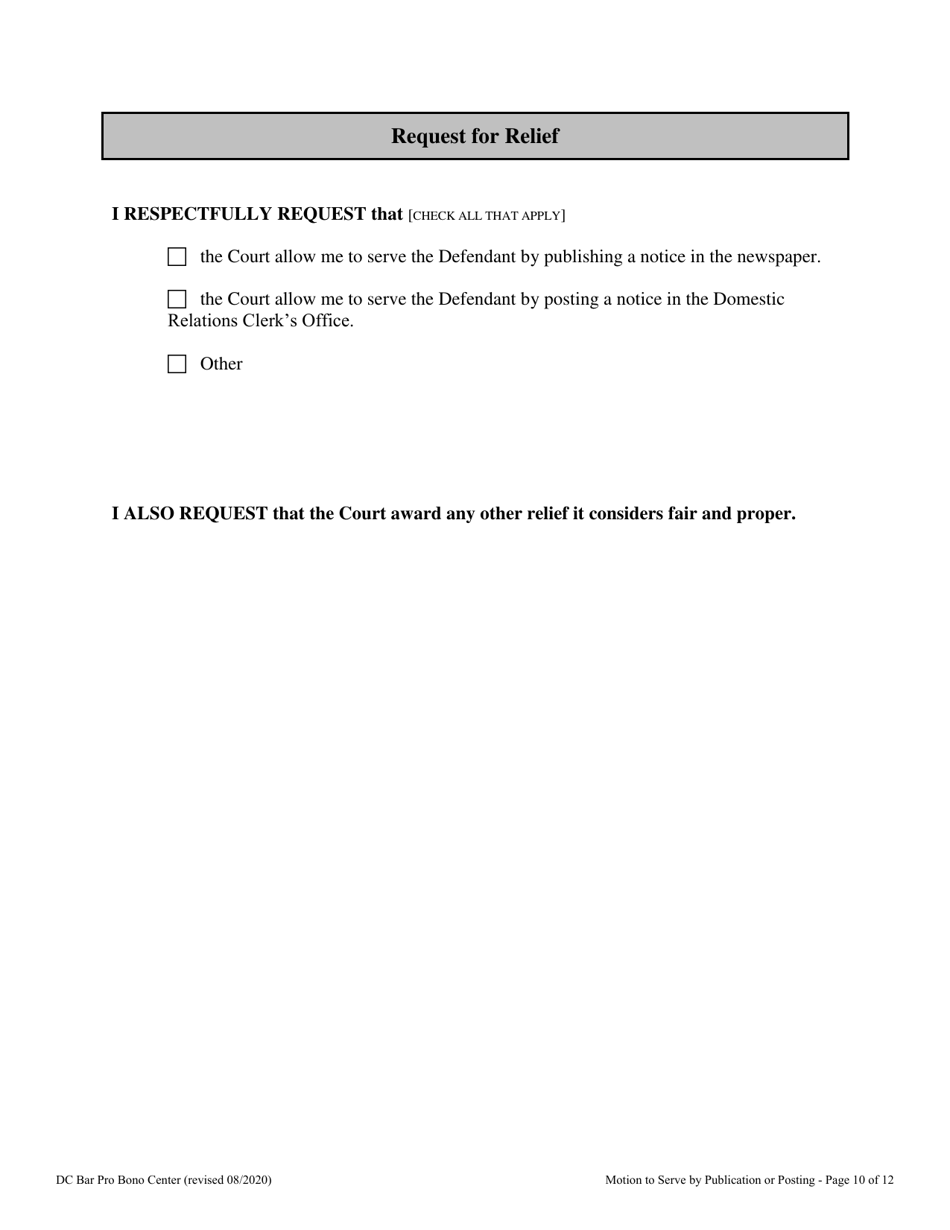Motion to Serve by Publication or Posting - Washington, D.C., Page 10