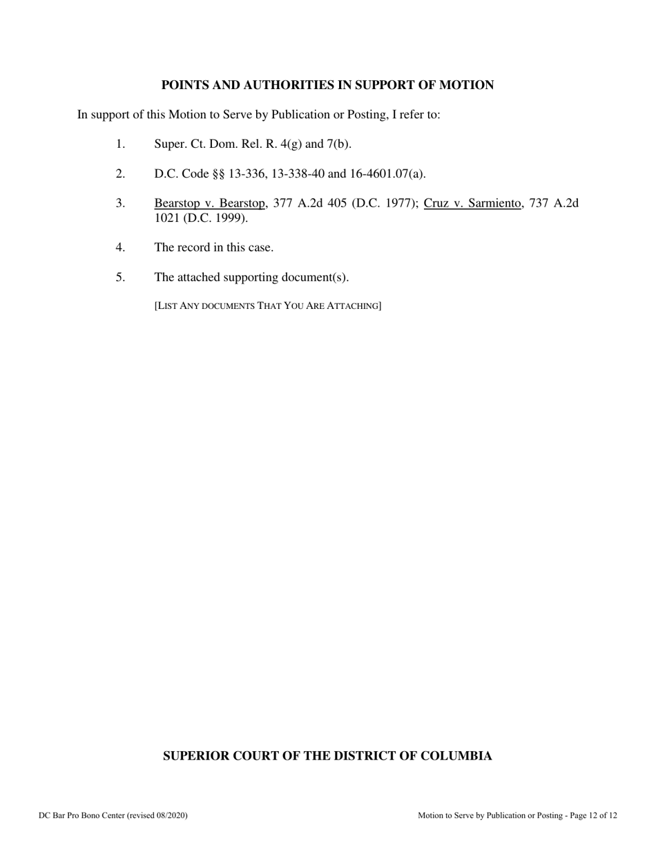 Motion to Serve by Publication or Posting - Washington, D.C., Page 12