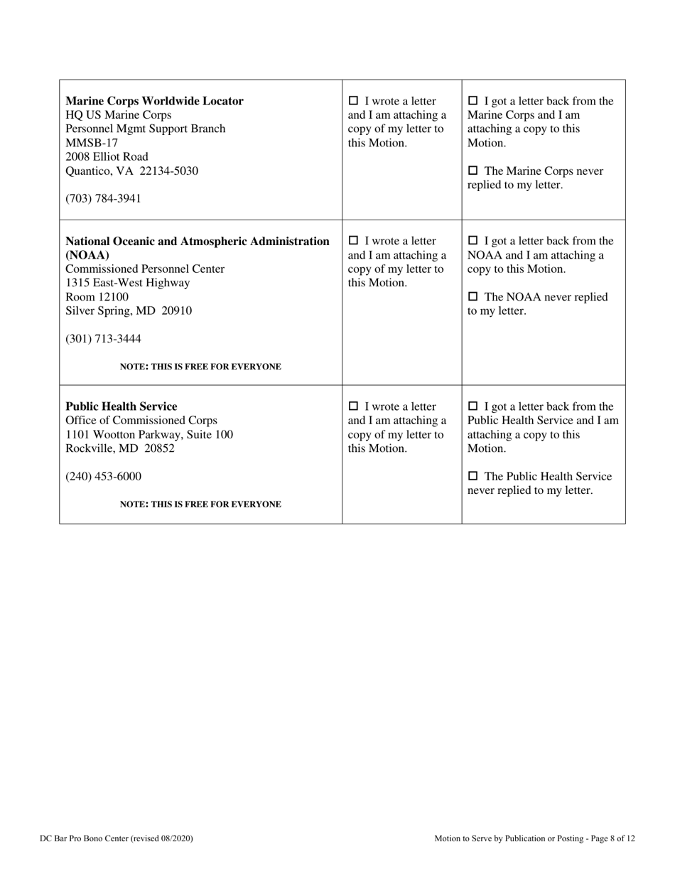 Motion to Serve by Publication or Posting - Washington, D.C., Page 8