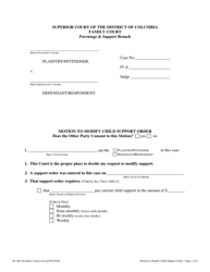 Document preview: Motion to Modify Child Support Order - Washington, D.C.
