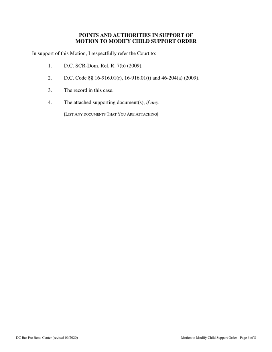 Washington d c motion to modify child support order fill out sign