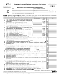 Document preview: IRS Form CT-1 Employer&#039;s Annual Railroad Retirement Tax Return