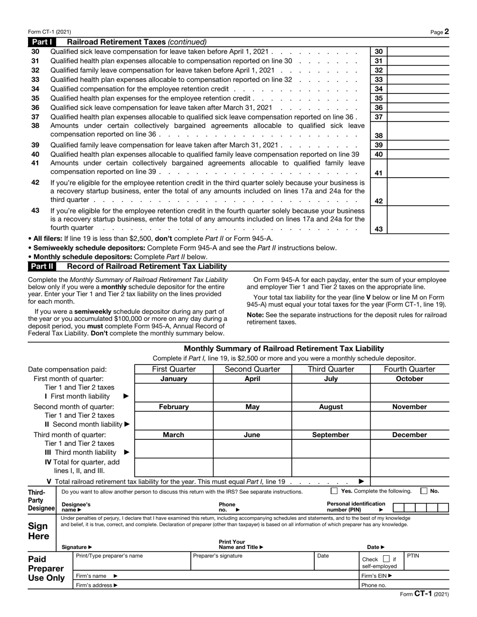 IRS Form CT-1 Employers Annual Railroad Retirement Tax Return, Page 2