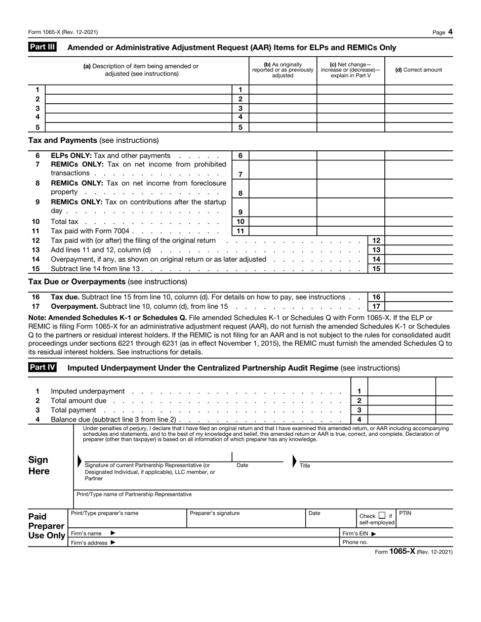 Irs form 1065 x fill out sign online and download fillable pdf