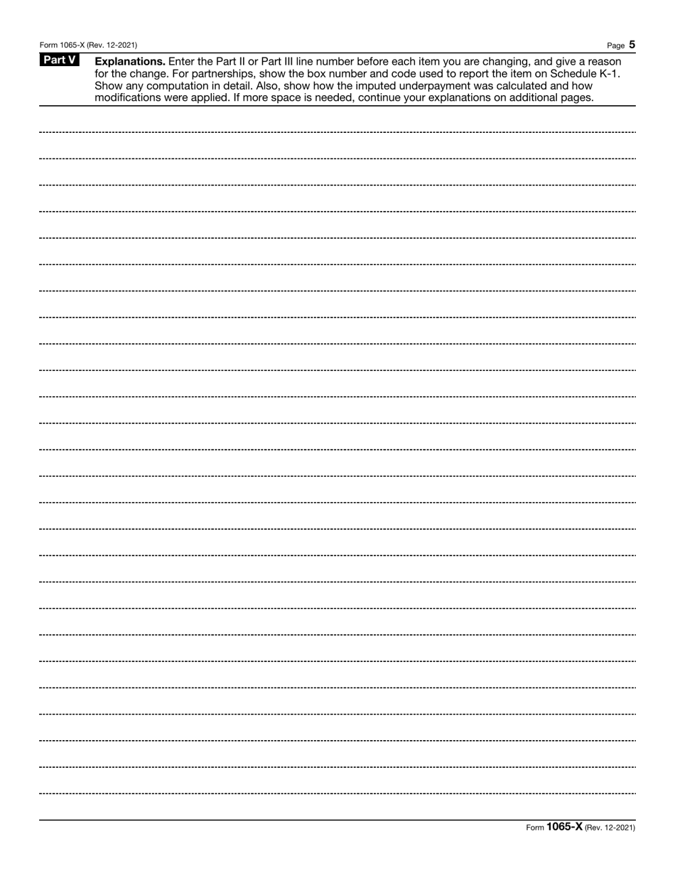 IRS Form 1065-X Amended Return or Administrative Adjustment Request (AAR), Page 5