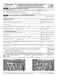 Document preview: IRS Form 8955-SSA Annual Registration Statement Identifying Separated Participants With Deferred Vested Benefits