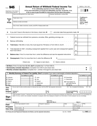 IRS Form 945 Annual Return of Withheld Federal Income Tax