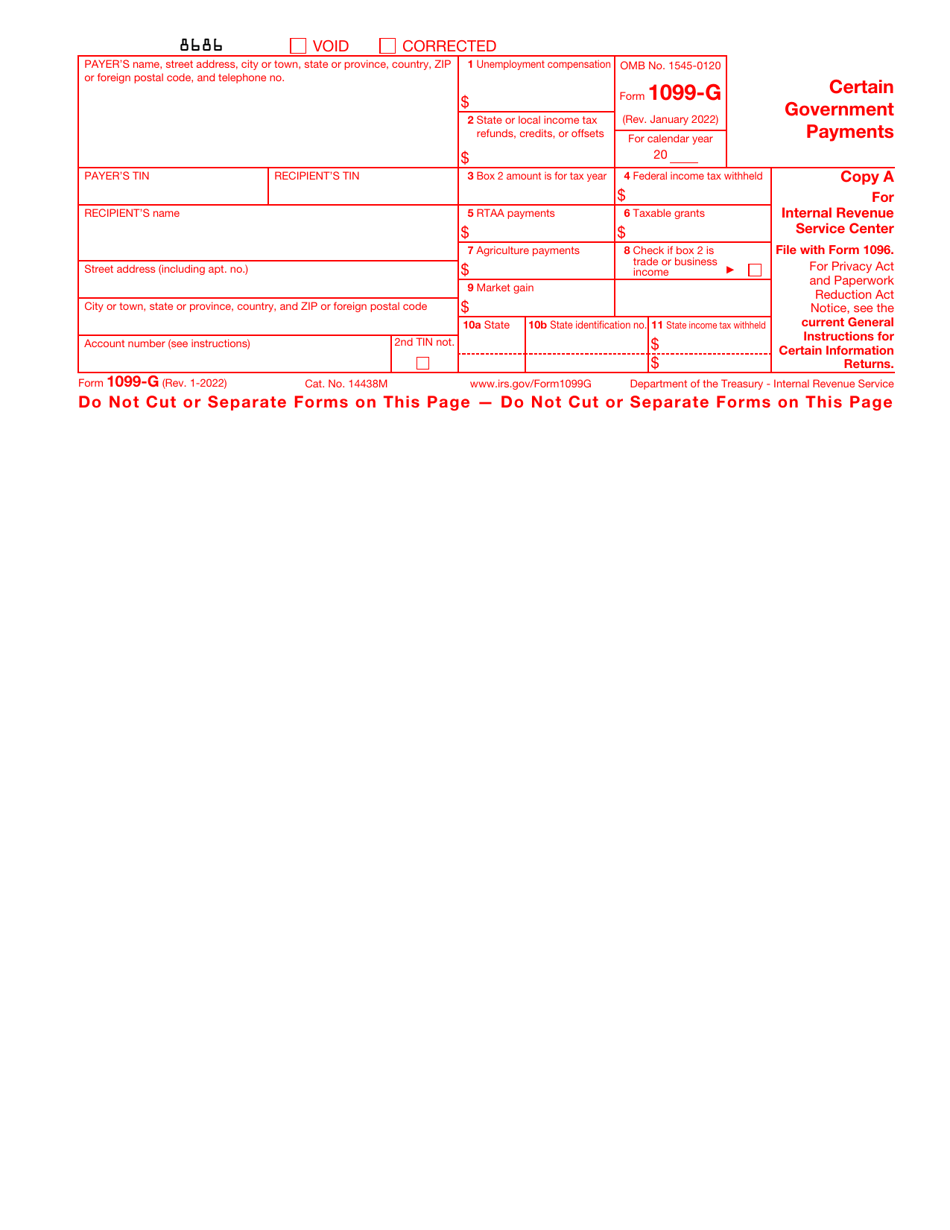 IRS Form 1099-G Certain Government Payments, Page 2