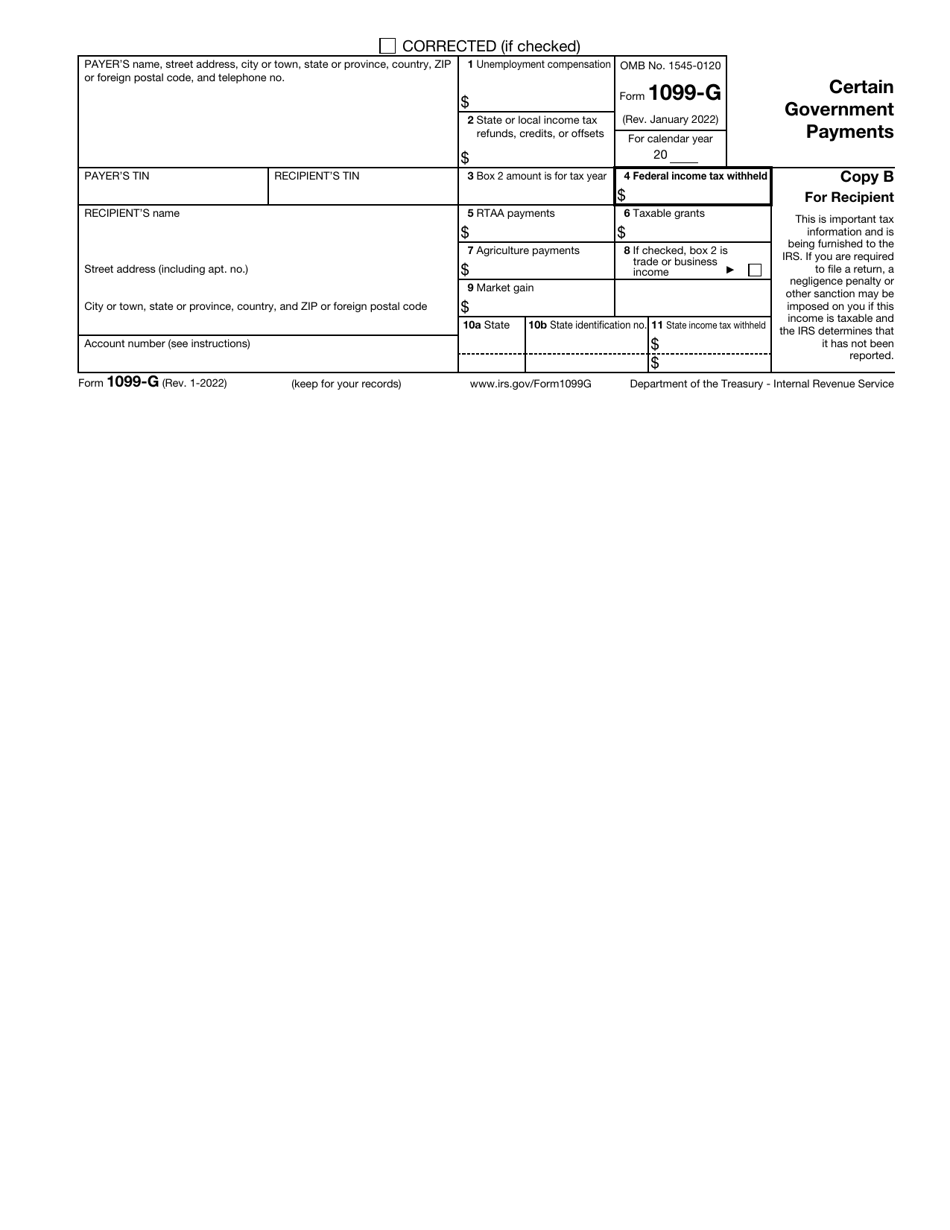 Irs Form 1099 G Download Fillable Pdf Or Fill Online Certain Government Payments Templateroller 4515